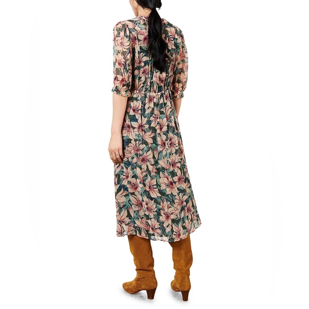 🎀 NEW BA&SH Brook Floral Print Midi Shirt Dress Medium - Picture 3 of 14